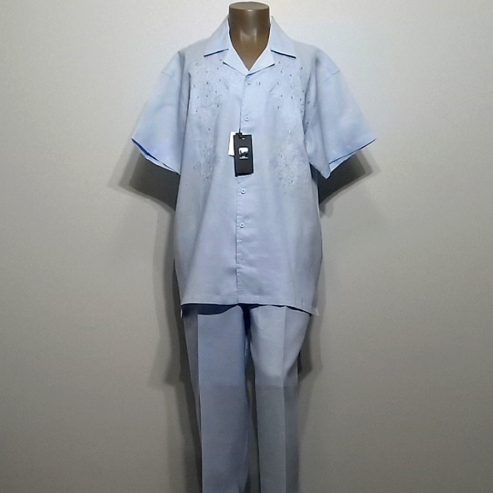 Rare & Vintage 2pc Men's Light Blue Short Sleeve set by God Body